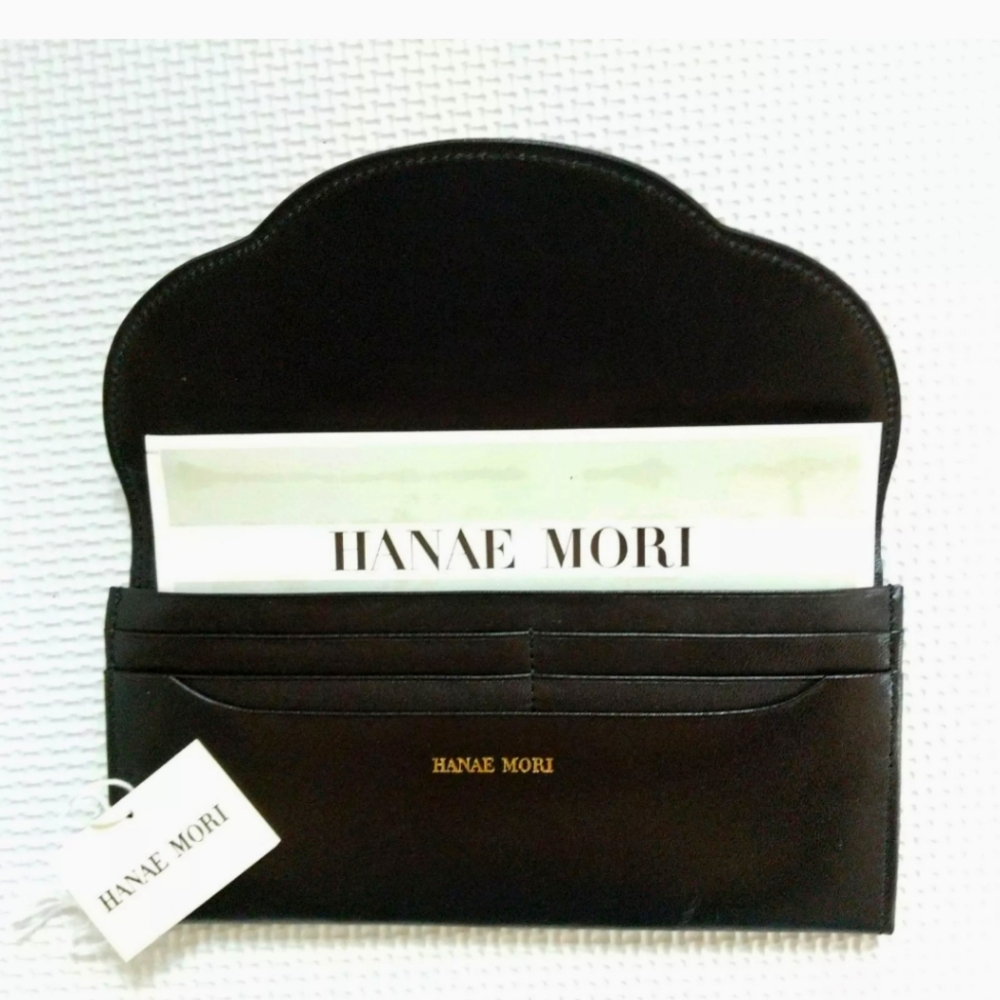 Hanae mori long black leather butterfly wallet - Picture 1 of 8